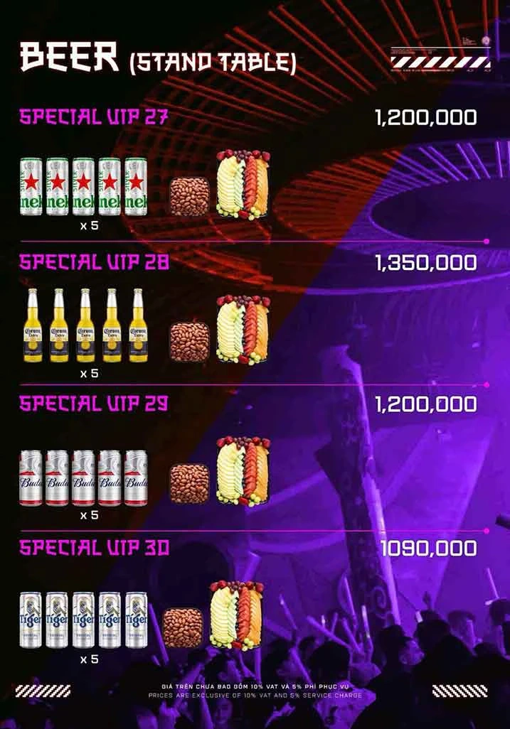 나트랑 키쇼 클럽 맥주 콤보 가격표